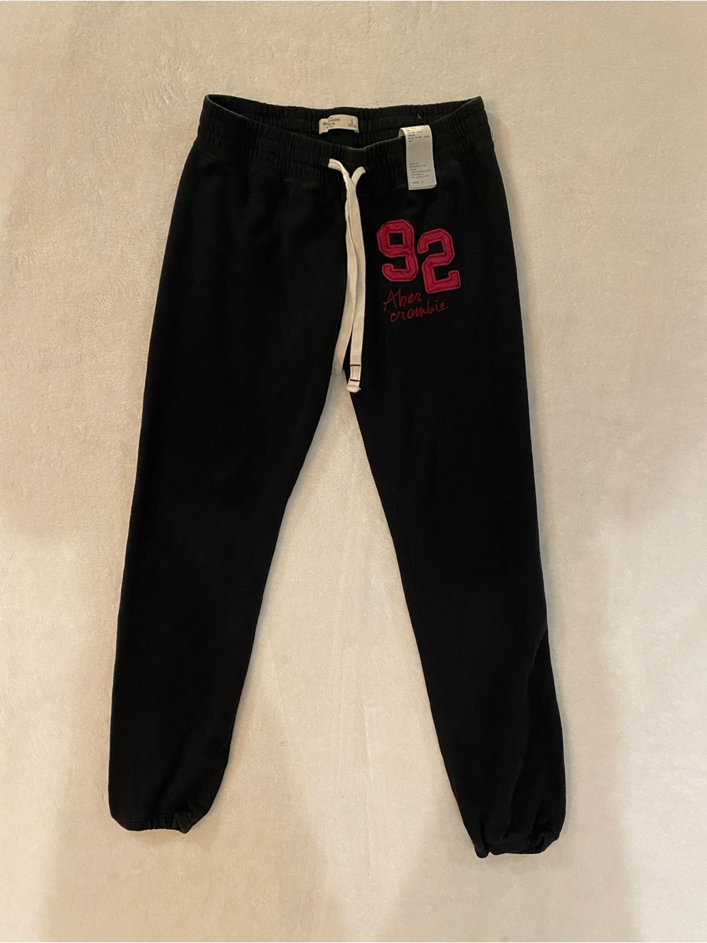 Abercrombie & Fitch Black Sweatpants with Pink '92' Patch - Picture 2 of 6